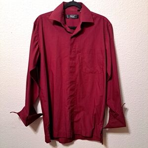 Biani of Italy Classic Red Button Down Dress Shirt Stiching Detail Men's Shirt